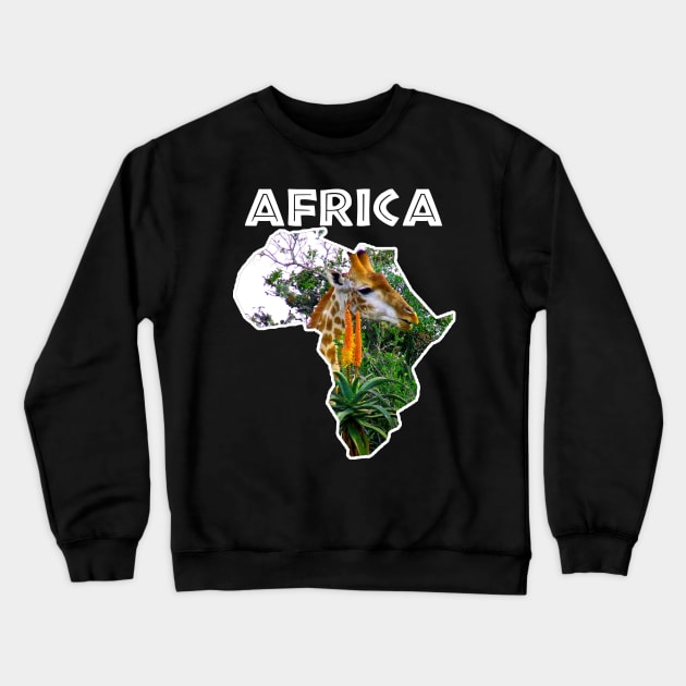 African Wildlife Continent Giraffe Aloe Crewneck Sweatshirt by PathblazerStudios